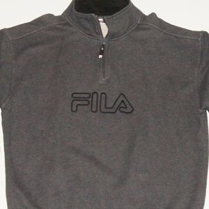 Grey FILA Embroidered 1/4 Zip Pullover Jacket XL